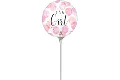 Foil Balloon - Mini - "It's a Girl" - Watercolor - Pink - 23 cm